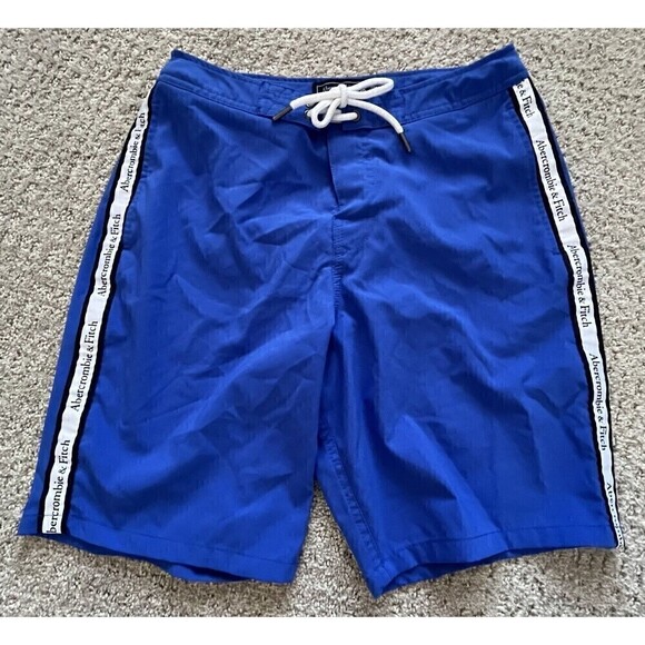 Abercrombie & Fitch Mens Royal Blue Swim Trunks Board Shorts Sz 28 Beach Mesh - Picture 1 of 8